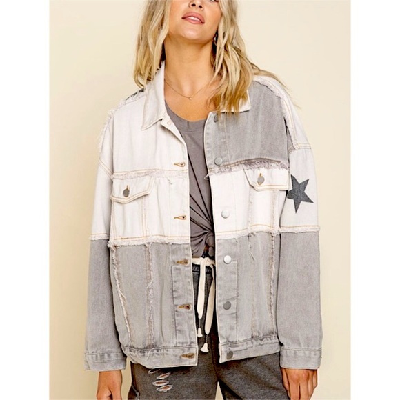 POL Jackets & Blazers - POL Gray Denim Star Jean Jacket